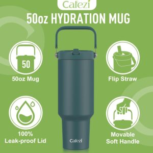 Cafezi 50 oz Insulated Tumbler with Straw