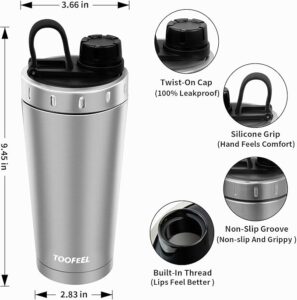 TOOFEEL Protein Shaker Bottle 20 oz